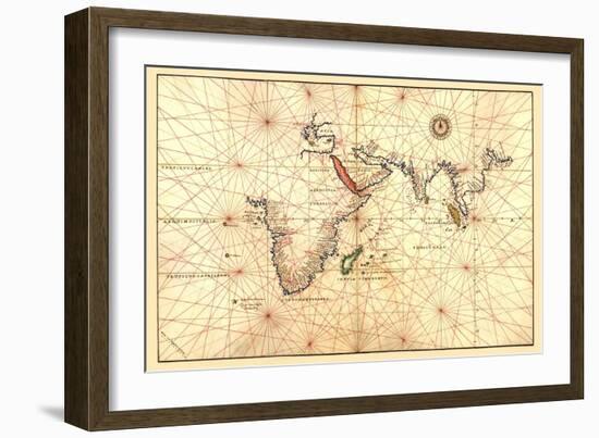Portolan Map of Africa, the Indian Ocean and the Indian Subcontinent-Battista Agnese-Framed Art Print