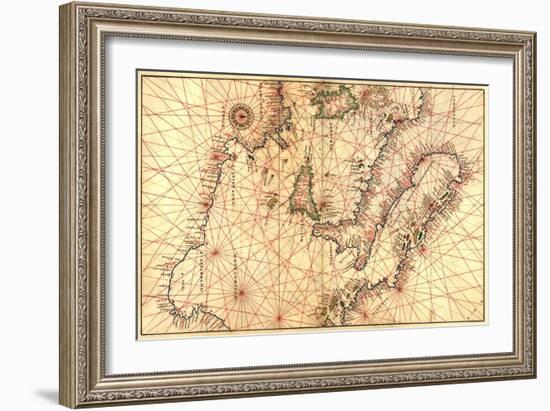 Portolan Map of Italy, Sicily, North Africa and the Mediterranean-Battista Agnese-Framed Art Print