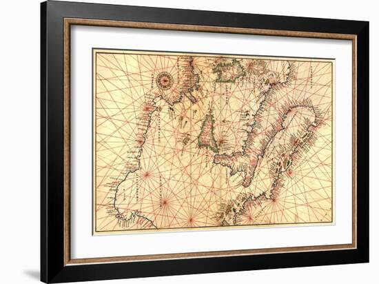 Portolan Map of Italy, Sicily, North Africa and the Mediterranean-Battista Agnese-Framed Art Print