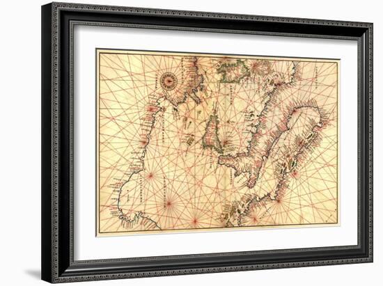 Portolan Map of Italy, Sicily, North Africa and the Mediterranean-Battista Agnese-Framed Art Print