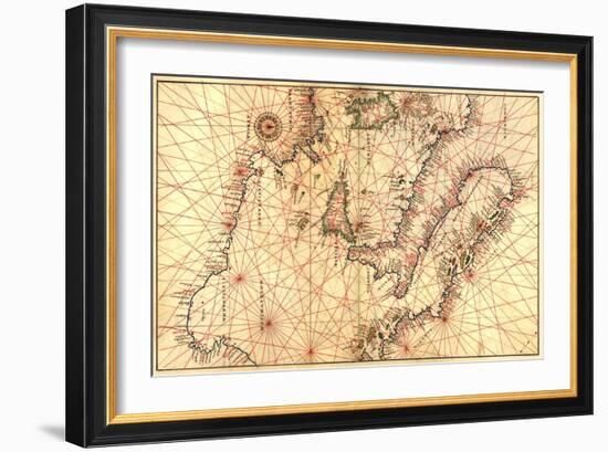 Portolan Map of Italy, Sicily, North Africa and the Mediterranean-Battista Agnese-Framed Art Print