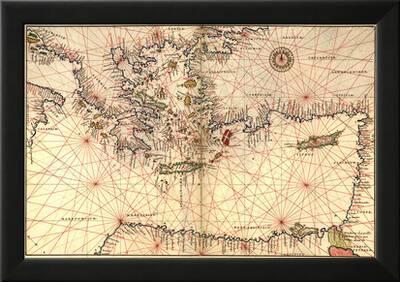 Portolan Or Navigational Map Of Greece The Mediterranean And The Levant Art Print Battista Agnese Art Com