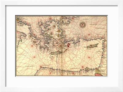 Portolan Or Navigational Map Of Greece The Mediterranean And The Levant Art Print Battista Agnese Art Com