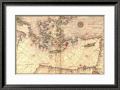 Portolan Or Navigational Map Of Greece The Mediterranean And The Levant Art Print Battista Agnese Art Com
