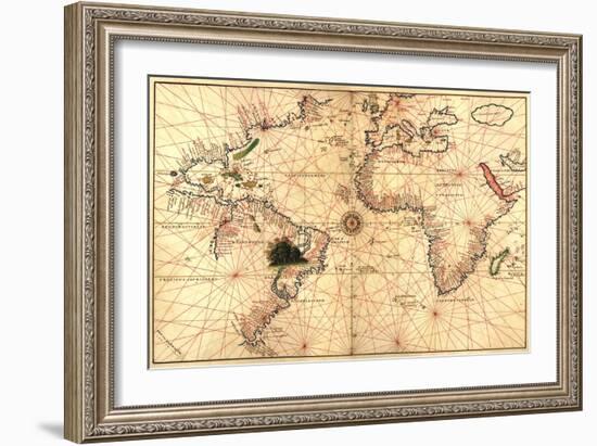 Portolan World Map-Joan Oliva-Framed Art Print