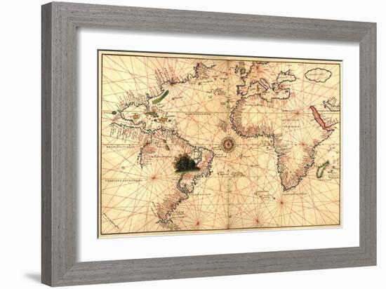 Portolan World Map-Joan Oliva-Framed Art Print