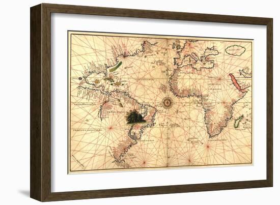 Portolan World Map-Joan Oliva-Framed Art Print