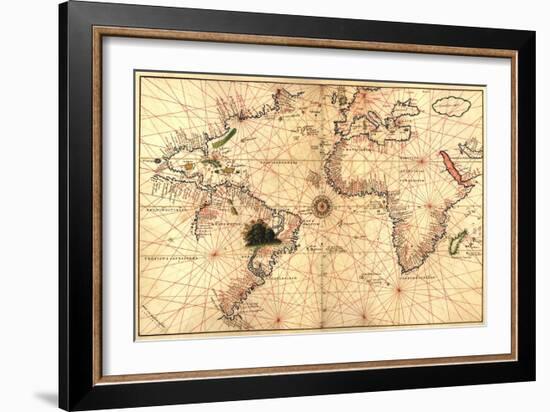 Portolan World Map-Joan Oliva-Framed Art Print