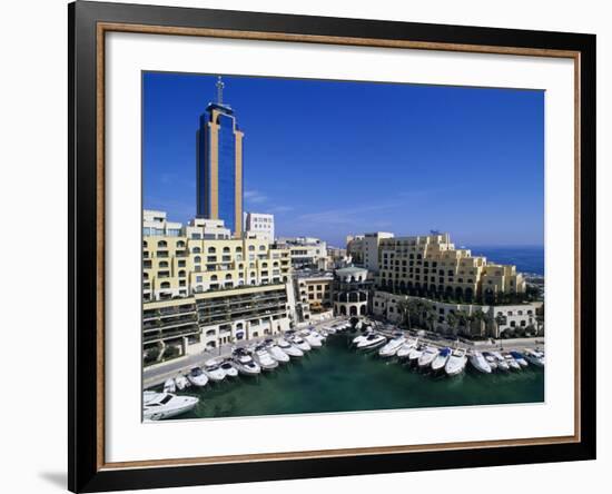 Portomaso Marina with Exclusive Apartments and Hilton Hotel, Paceville, St. Julian`S, Malta, Medite-Stuart Black-Framed Photographic Print