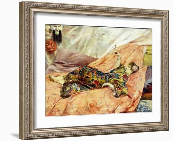 Porträt von Sarah Bernhardt in einem chinesischen Interieur-Georges Rochegrosse-Framed Giclee Print