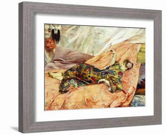 Porträt von Sarah Bernhardt in einem chinesischen Interieur-Georges Rochegrosse-Framed Giclee Print