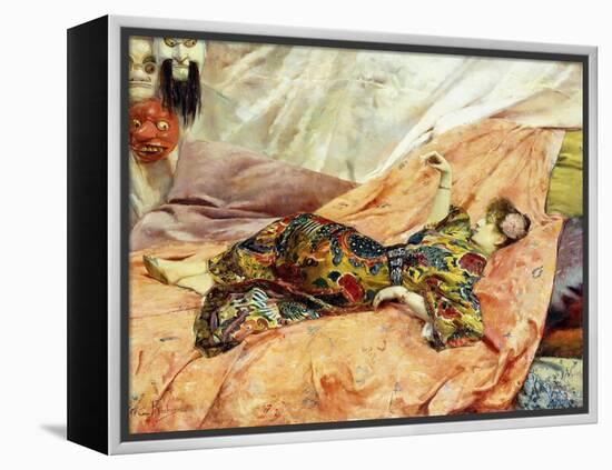 Porträt von Sarah Bernhardt in einem chinesischen Interieur-Georges Rochegrosse-Framed Premier Image Canvas