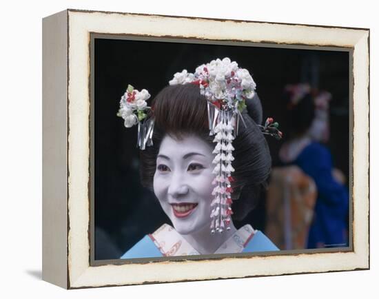 Portrait, Apprentice Geisha (Maiko), Woman Dressed in Traditional Costume, Japan-null-Framed Premier Image Canvas