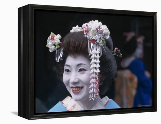 Portrait, Apprentice Geisha (Maiko), Woman Dressed in Traditional Costume, Japan-null-Framed Premier Image Canvas