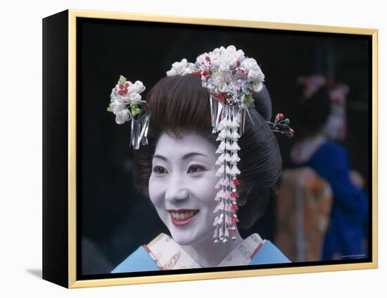 Portrait, Apprentice Geisha (Maiko), Woman Dressed in Traditional Costume, Japan-null-Framed Premier Image Canvas