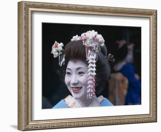 Portrait, Apprentice Geisha (Maiko), Woman Dressed in Traditional Costume, Japan-null-Framed Photographic Print