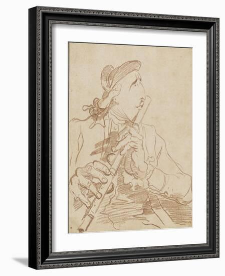 Portrait-charge de Lemonnier jouant de la flûte-Francois Andre Vincent-Framed Giclee Print