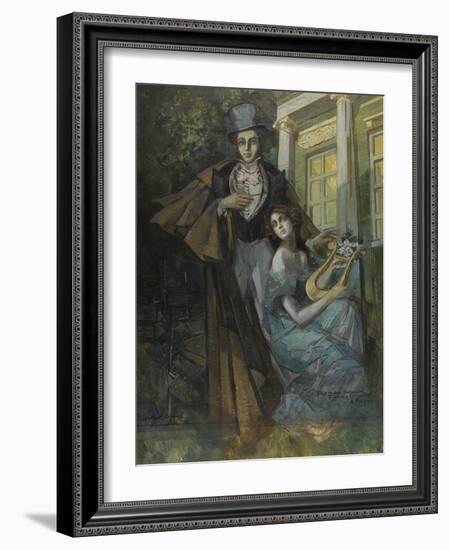 Portrait D'alexandre Pouchkine (1799-1837) Et Sa Muse  (Pushkin and the Muse) Peinture De Konstant-Konstantin Alekseevich Korovin-Framed Giclee Print