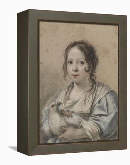 Portrait d'Angélique Vouet vers cinq ans tenant une colombe-Simon Vouet-Framed Premier Image Canvas