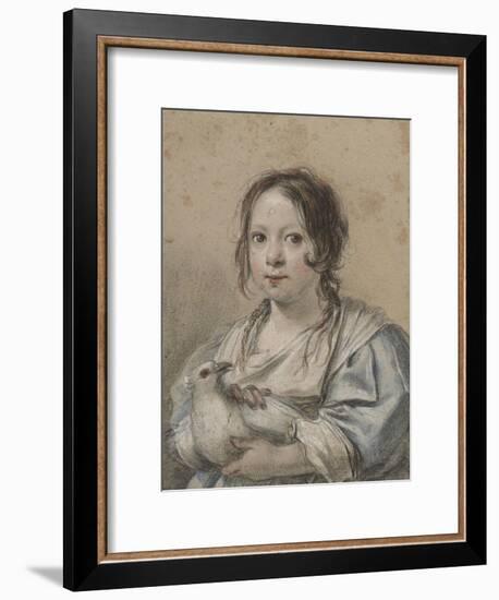 Portrait d'Angélique Vouet vers cinq ans tenant une colombe-Simon Vouet-Framed Giclee Print