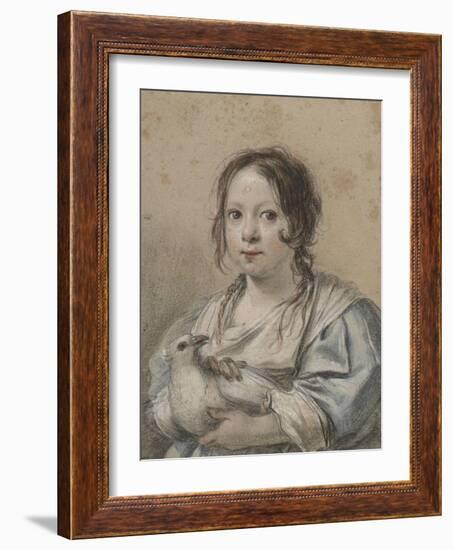 Portrait d'Angélique Vouet vers cinq ans tenant une colombe-Simon Vouet-Framed Giclee Print