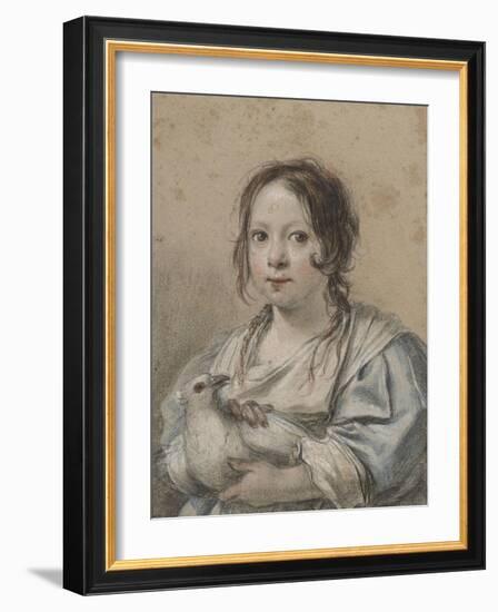 Portrait d'Angélique Vouet vers cinq ans tenant une colombe-Simon Vouet-Framed Giclee Print