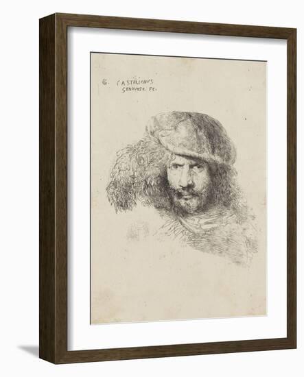 Portrait d'homme au chapeau à plume dit autoportrait-Giovanni Benedetto Castiglione-Framed Giclee Print