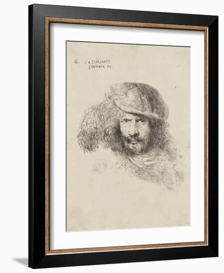 Portrait d'homme au chapeau à plume dit autoportrait-Giovanni Benedetto Castiglione-Framed Giclee Print