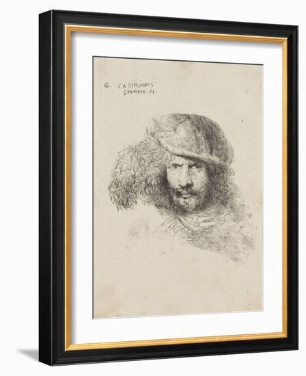 Portrait d'homme au chapeau à plume dit autoportrait-Giovanni Benedetto Castiglione-Framed Giclee Print