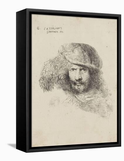 Portrait d'homme au chapeau à plume dit autoportrait-Giovanni Benedetto Castiglione-Framed Premier Image Canvas