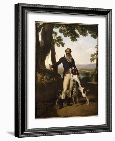 Portrait d'un chasseur avec ses chiens dans un paysage, dit Portrait d'Alexandre Dumas père-Louis Gauffier-Framed Giclee Print