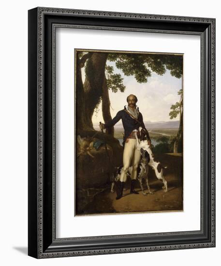 Portrait d'un chasseur avec ses chiens dans un paysage, dit Portrait d'Alexandre Dumas père-Louis Gauffier-Framed Giclee Print