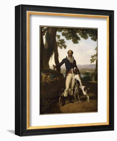 Portrait d'un chasseur avec ses chiens dans un paysage, dit Portrait d'Alexandre Dumas père-Louis Gauffier-Framed Giclee Print