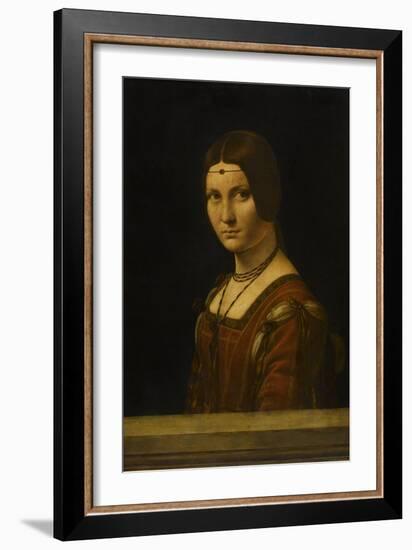 Portrait d'une dame de la cour de Milan, dit à tort "la belle ferronnière"-Léonard de Vinci-Framed Giclee Print