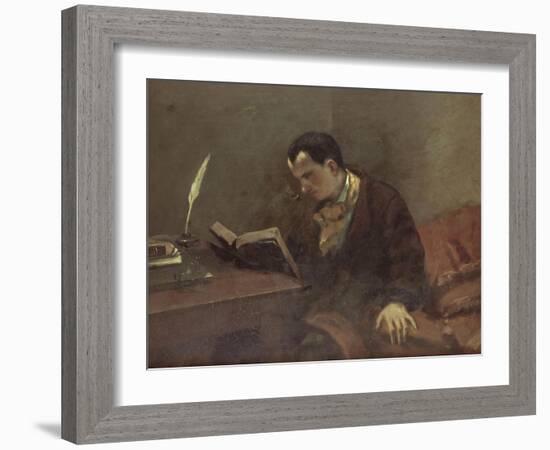 Portrait de Baudelaire-Gustave Courbet-Framed Giclee Print