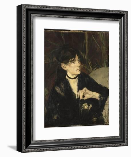 Portrait de Berthe Morisot à l'éventail-Edouard Manet-Framed Giclee Print