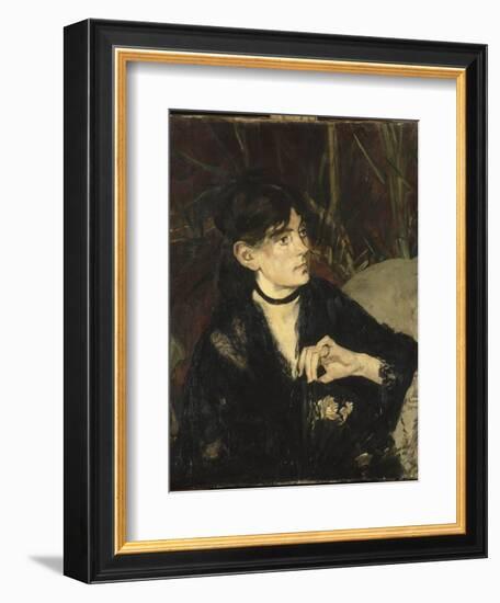 Portrait de Berthe Morisot à l'éventail-Edouard Manet-Framed Giclee Print