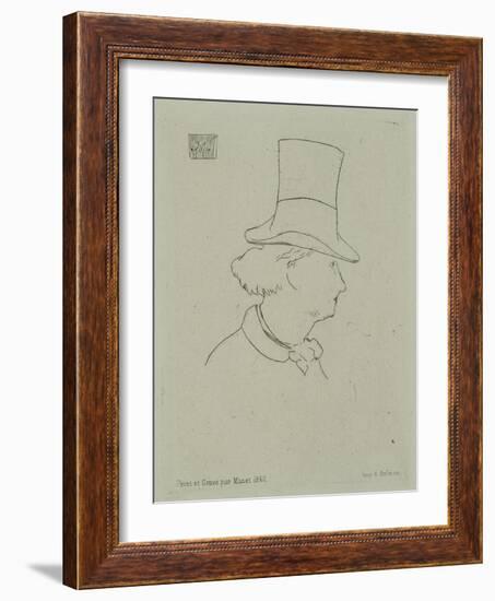 Portrait de Charles Baudelaire au chapeau-Edouard Manet-Framed Giclee Print