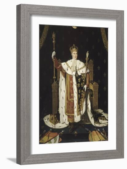 Portrait de Charles X en costume de sacre-Jean-Auguste-Dominique Ingres-Framed Giclee Print