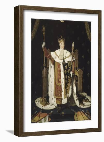 Portrait de Charles X en costume de sacre-Jean-Auguste-Dominique Ingres-Framed Giclee Print