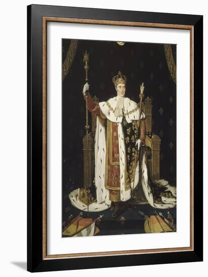 Portrait de Charles X en costume de sacre-Jean-Auguste-Dominique Ingres-Framed Giclee Print