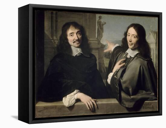 Portrait de deux hommes (autrefois F. Mansart et Ch. Perrrault)-Philippe De Champaigne-Framed Premier Image Canvas