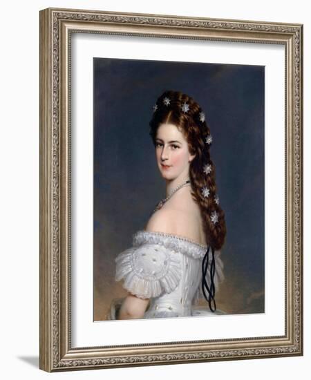 Portrait De Elisabeth De Wittelsbach (1837-1898) (Sissi Ou Sisi), Imperatrice D'autriche (1854-189-Franz Xaver Winterhalter-Framed Giclee Print