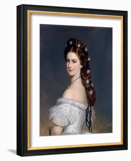 Portrait De Elisabeth De Wittelsbach (1837-1898) (Sissi Ou Sisi), Imperatrice D'autriche (1854-189-Franz Xaver Winterhalter-Framed Giclee Print