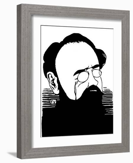 Portrait De Emile Zola (1840-1902), Ecrivain Francais. Gravure De Felix Edouard Vallotton (1865-192-Felix Edouard Vallotton-Framed Giclee Print