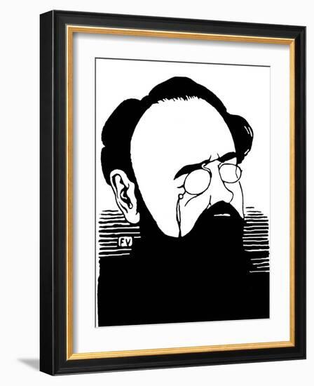 Portrait De Emile Zola (1840-1902), Ecrivain Francais. Gravure De Felix Edouard Vallotton (1865-192-Felix Edouard Vallotton-Framed Giclee Print