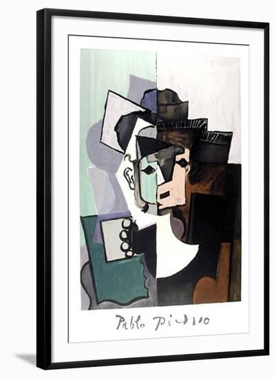 Portrait de Face sur Fond Rose et Vert-Pablo Picasso-Framed Collectable Print