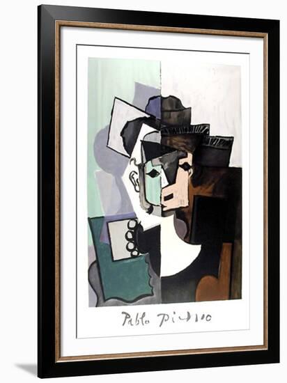 Portrait de Face sur Fond Rose et Vert-Pablo Picasso-Framed Collectable Print
