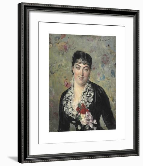 Portrait de Femme au Bouquet de Roses-Giovanni Boldini-Framed Premium Giclee Print