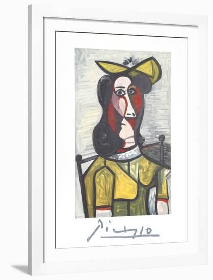 Portrait de Femme Au Chapeau et A La Robe Vert Jaune-Pablo Picasso-Framed Collectable Print